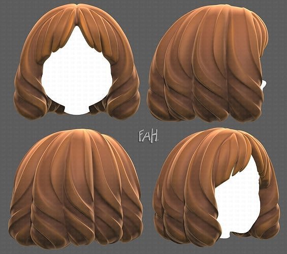 Base Hair for girl V44 Low-poly 3D model