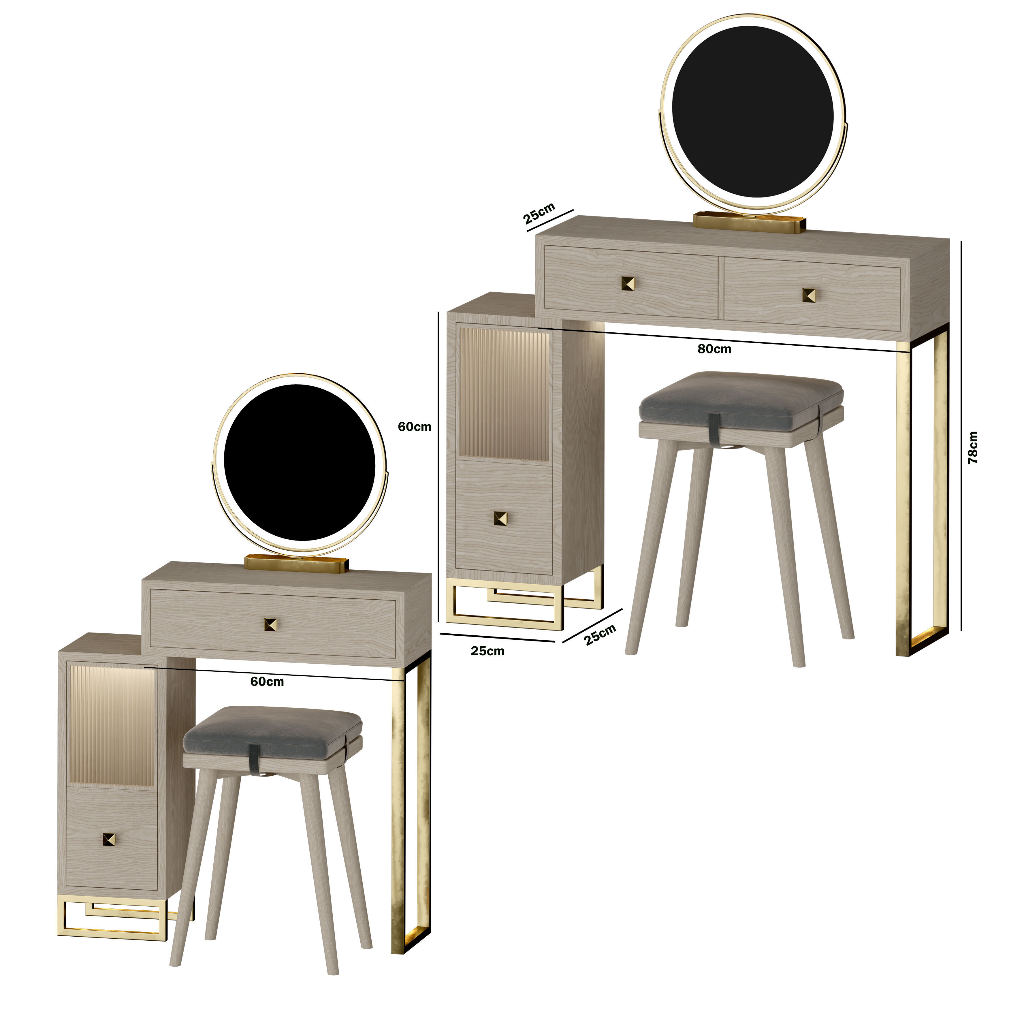 MAIA Scandinavian Vanity Table Set 3D model_1