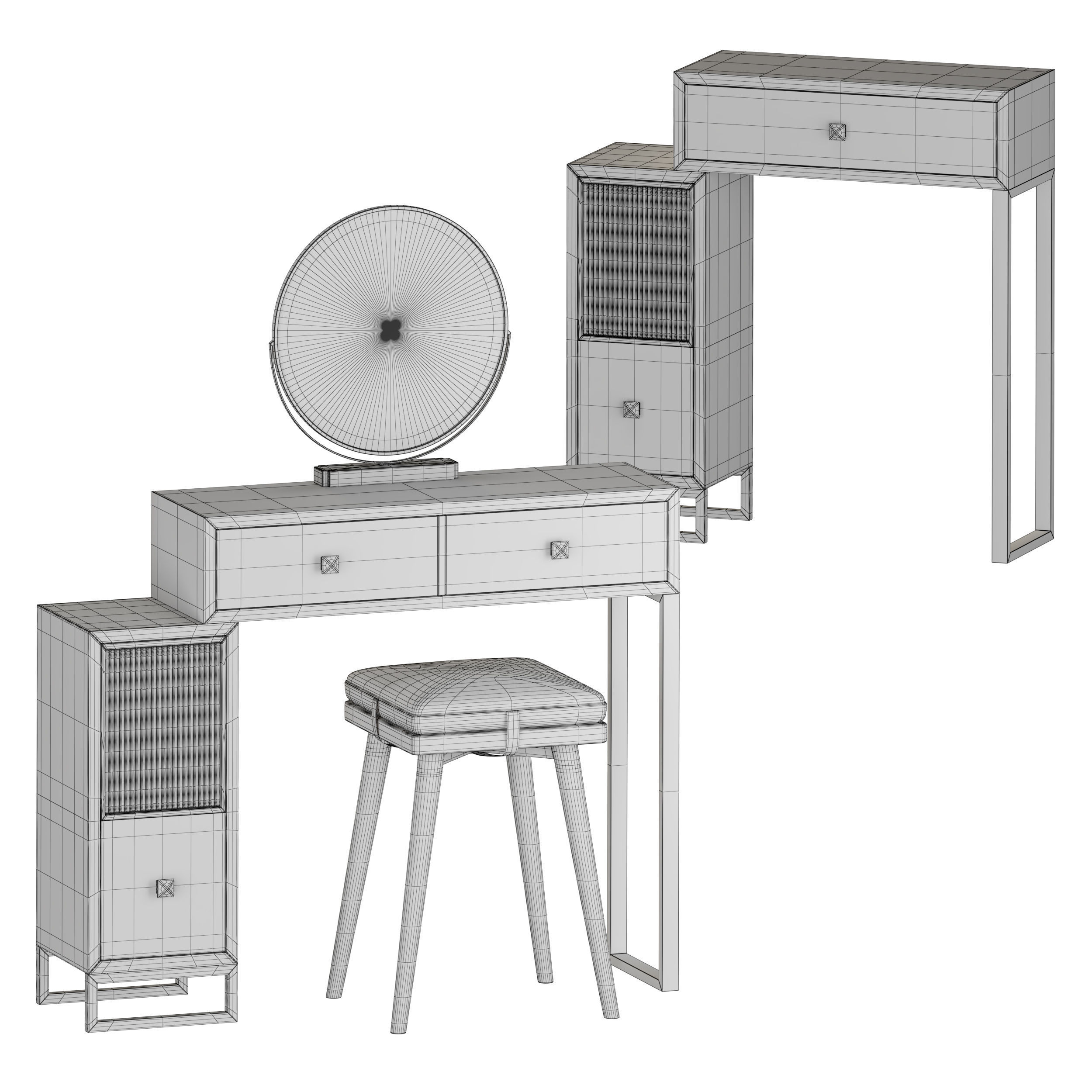 MAIA Scandinavian Vanity Table Set 3D model_4