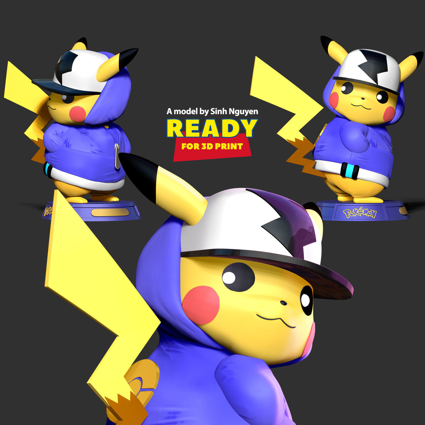 Pikachu Hip-hop 3D print model_1