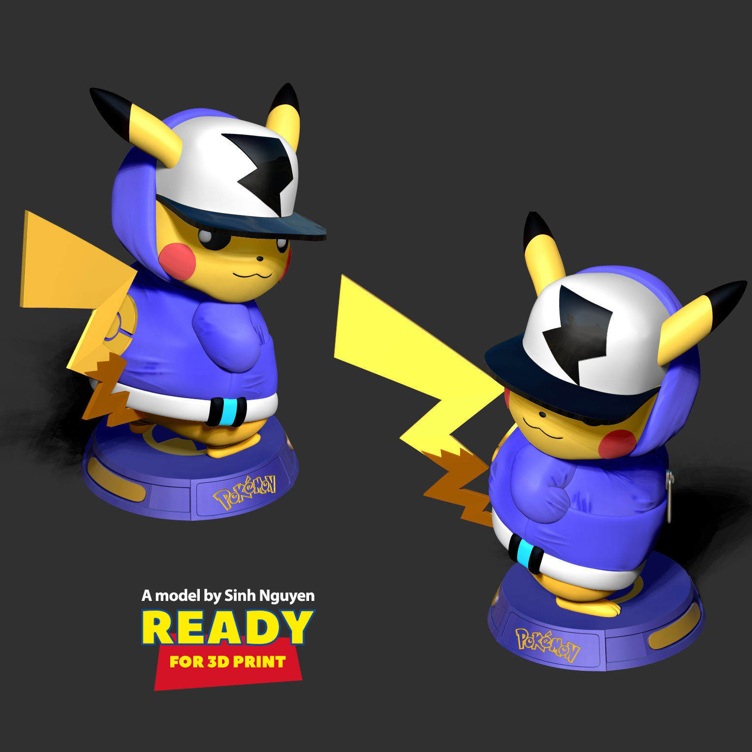 Pikachu Hip-hop 3D print model_4