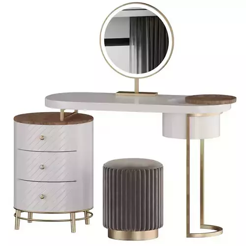 Modern Makeup Vanity Table With LED Lighted Mirror