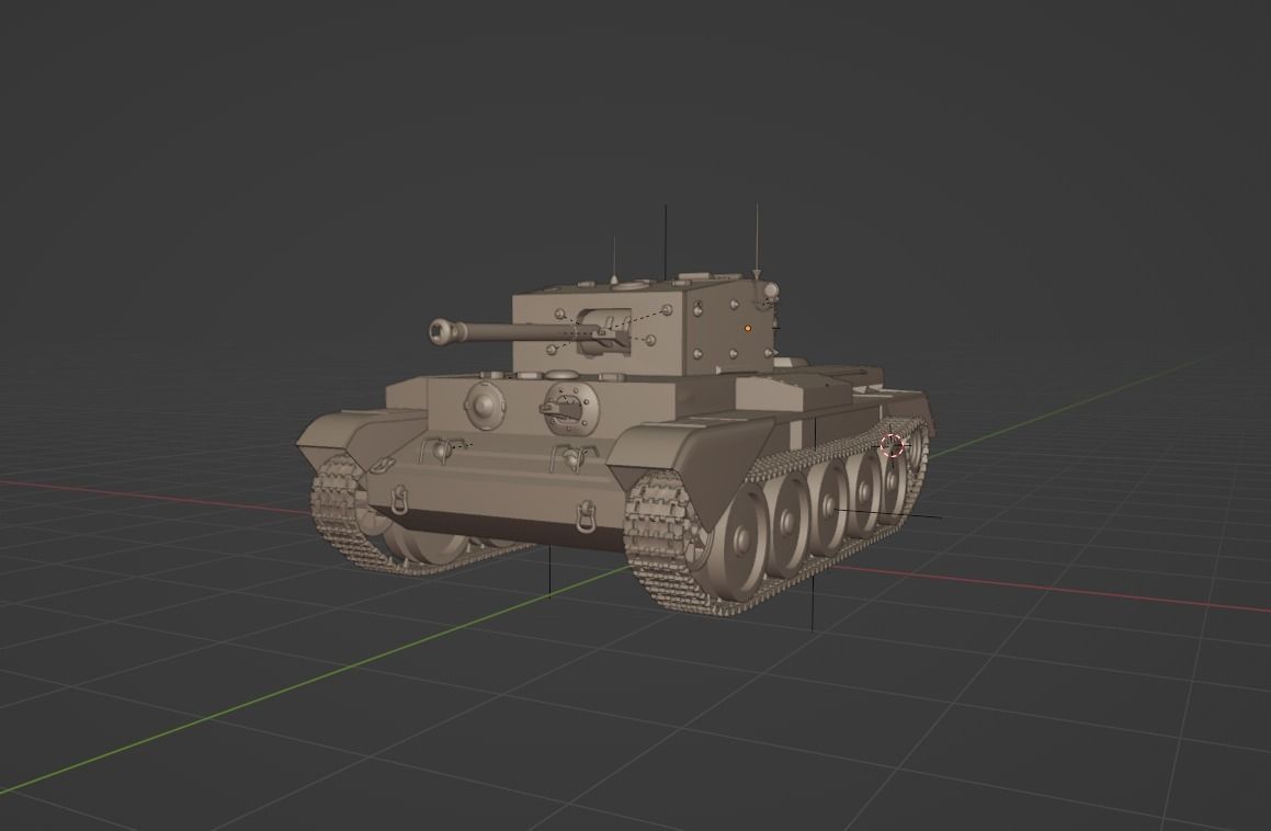 Cromwell 1 british tank Low-poly 3D model_4