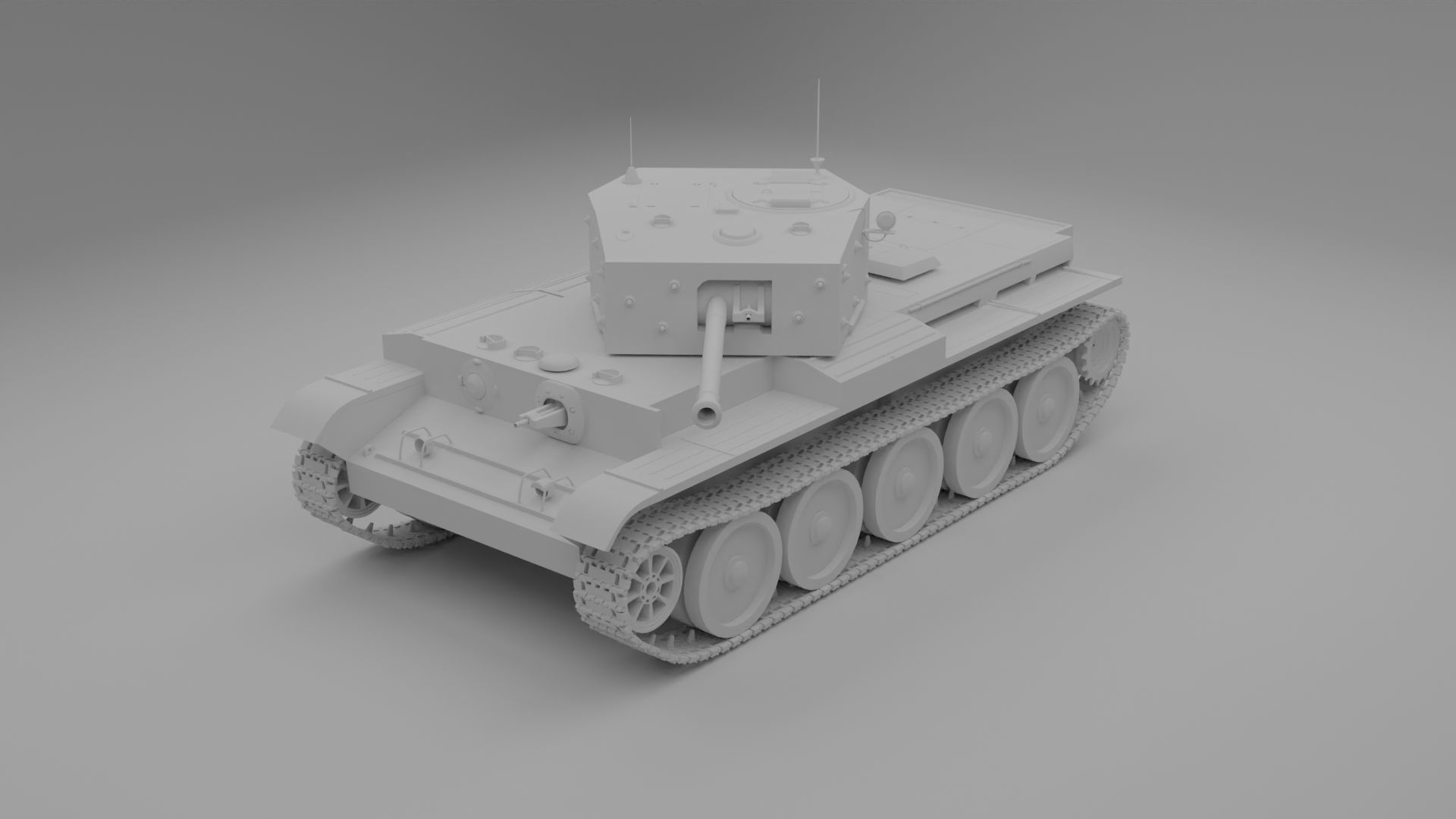 Cromwell 1 british tank Low-poly 3D model_3