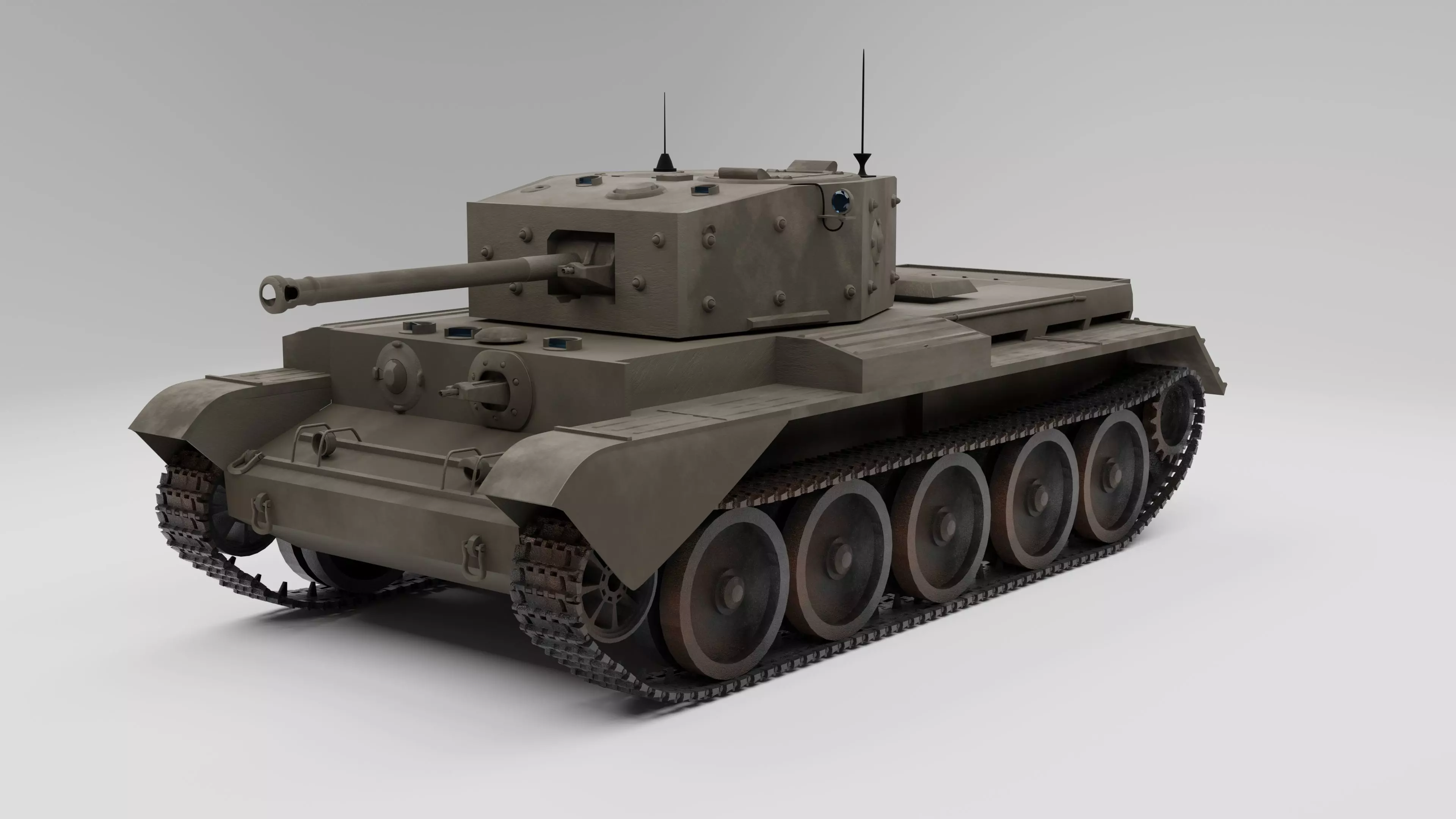 Cromwell 1 british tank Low-poly 3D model_0
