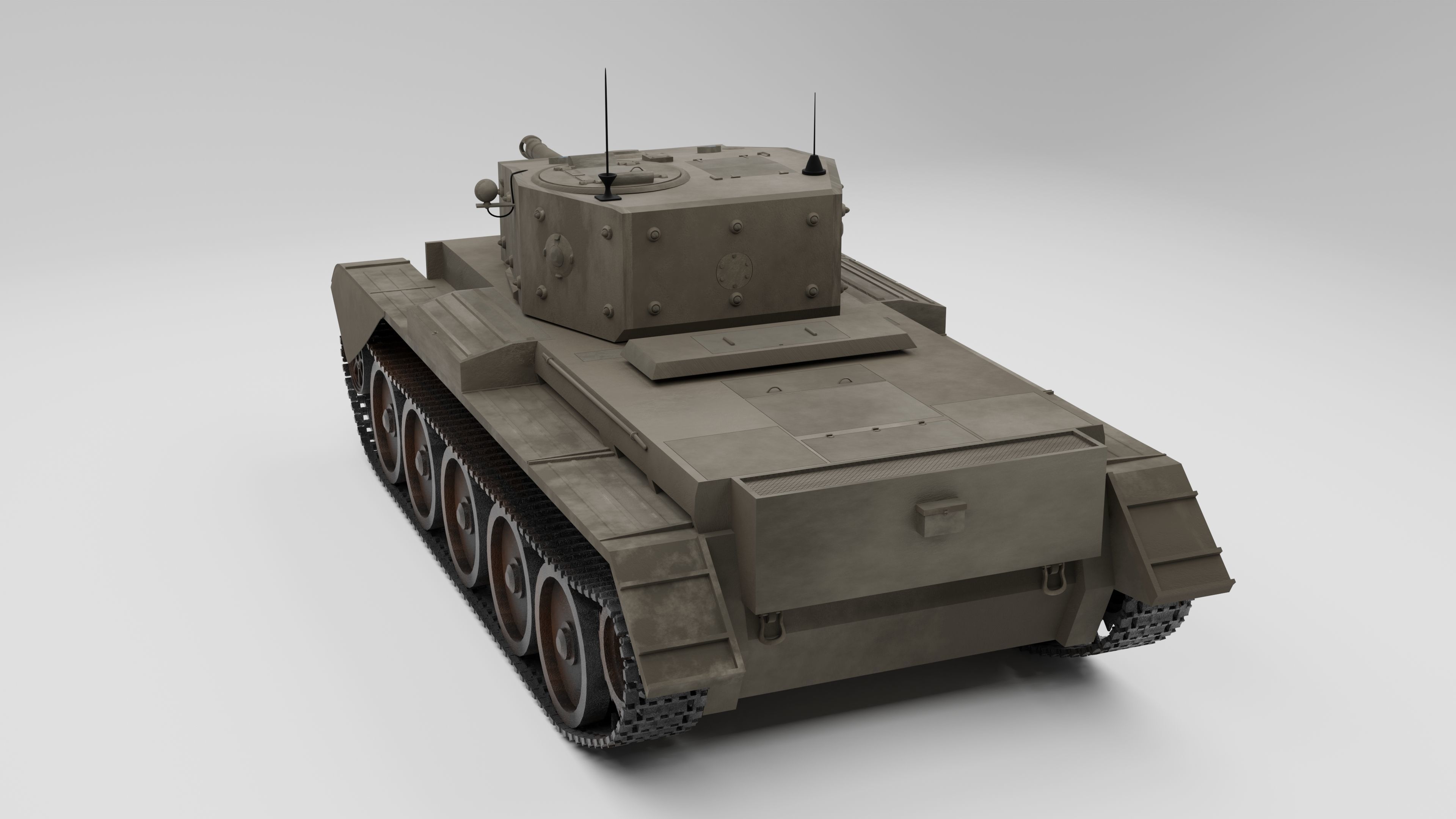 Cromwell 1 british tank Low-poly 3D model_1