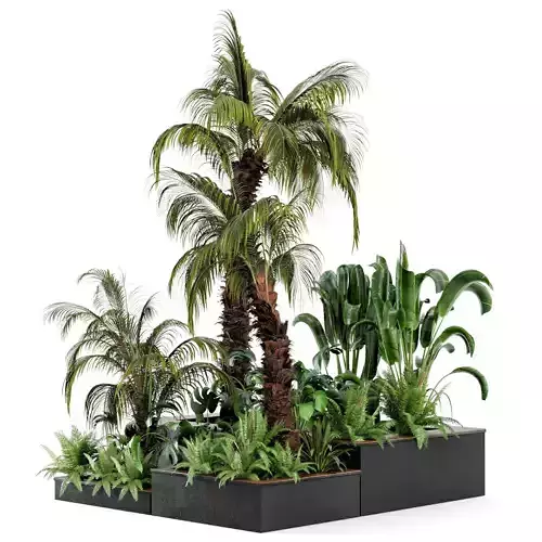Outdoor Garden set bush and Tree - Garden Set 28  3D model