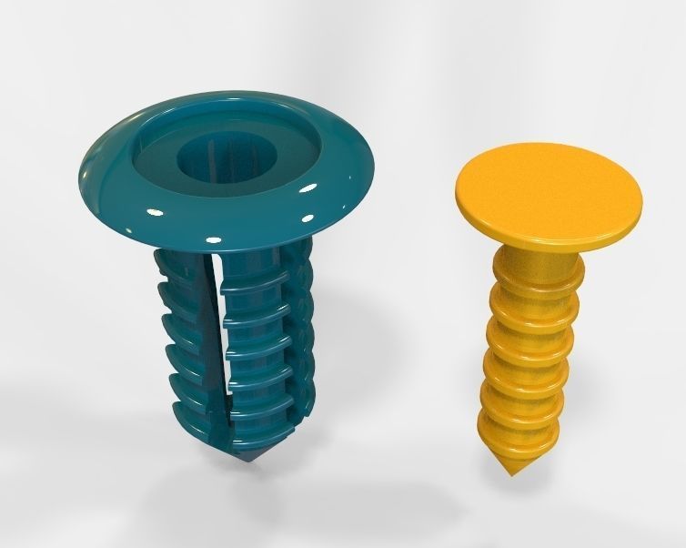 Push Retainer Blind Rivet Flat Head Version 3D print model_3