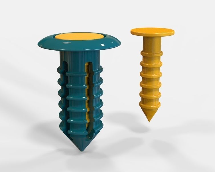 Push Retainer Blind Rivet Flat Head Version 3D print model_1