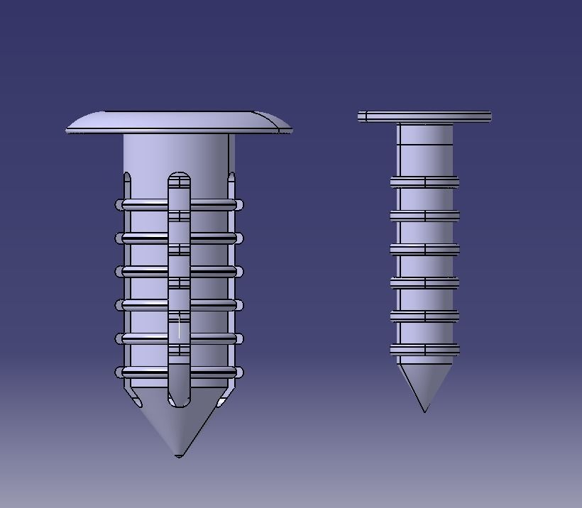 Push Retainer Blind Rivet Flat Head Version 3D print model_21