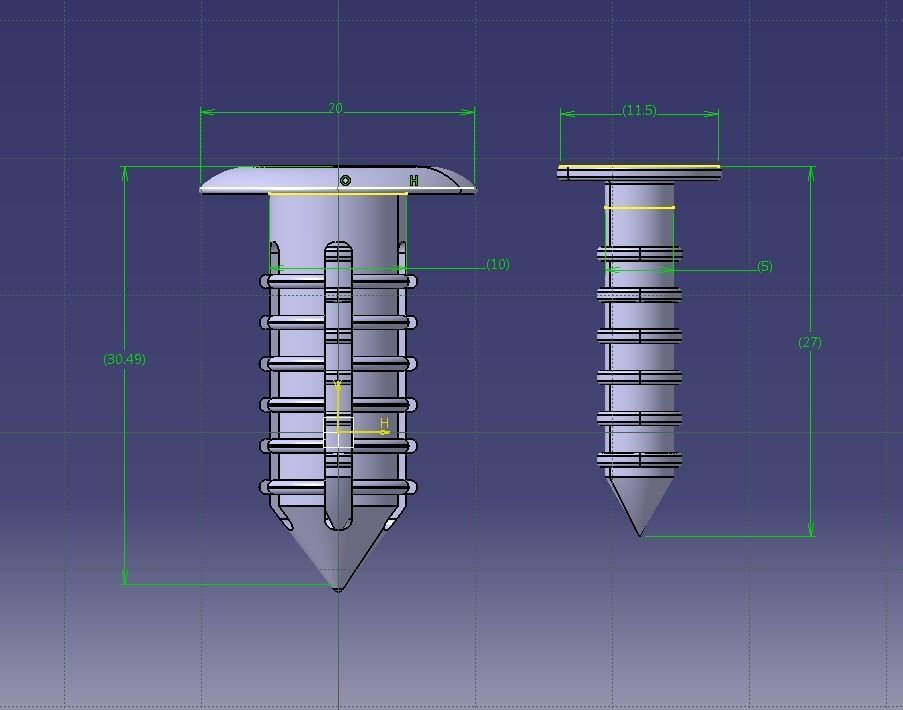 Push Retainer Blind Rivet Flat Head Version 3D print model_23
