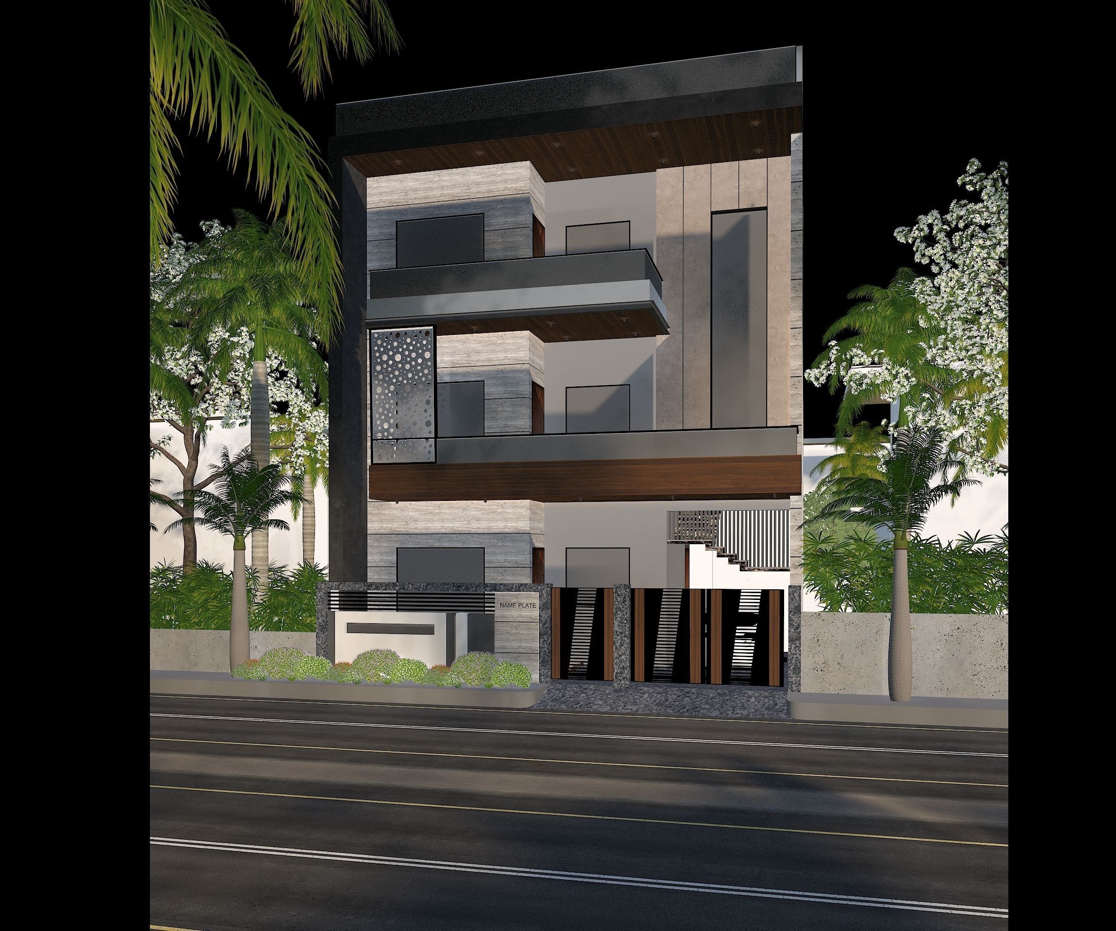 Modern 3D Exterior Design Size 35 ft X 70 ft 3D model_2