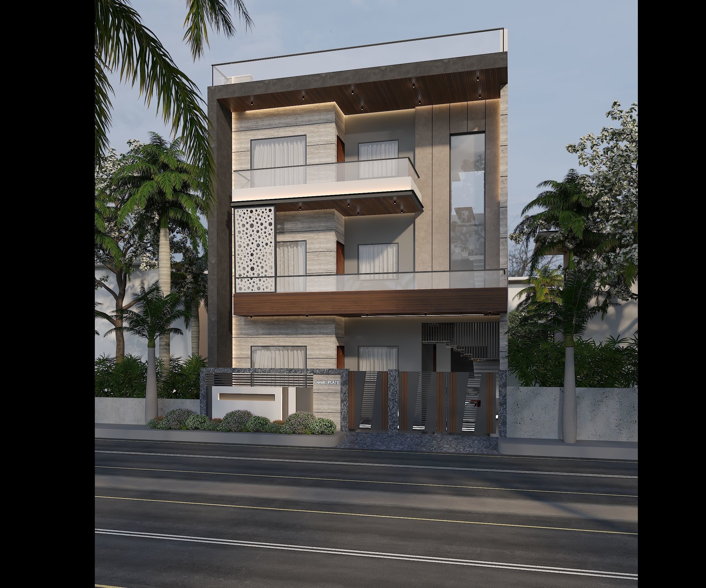 Modern 3D Exterior Design Size 35 ft X 70 ft 3D model_1