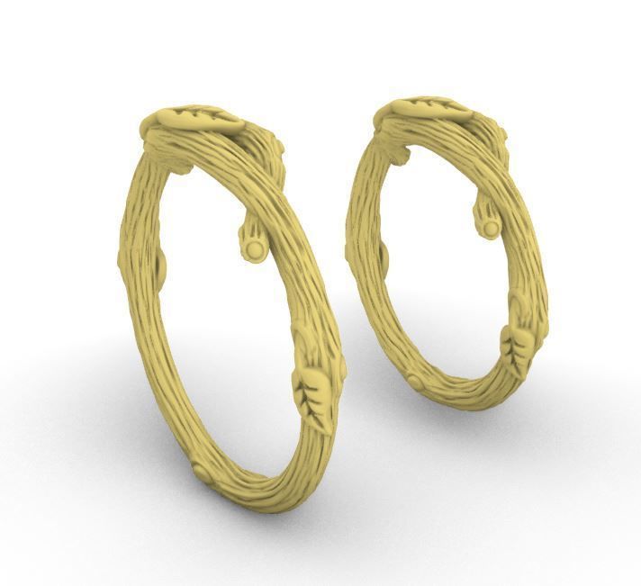 RING - TWIG WITH LEAVES - 2 VERSIONS 3D print model_19