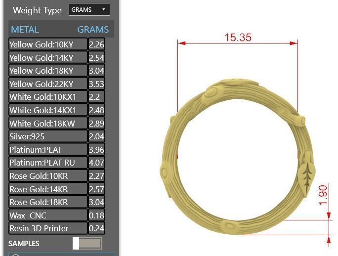 RING - TWIG WITH LEAVES - 2 VERSIONS 3D print model_14