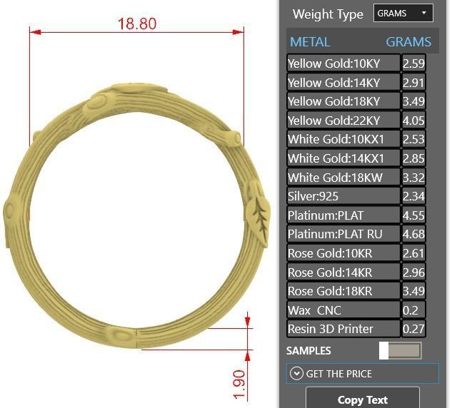RING - TWIG WITH LEAVES - 2 VERSIONS 3D print model_15