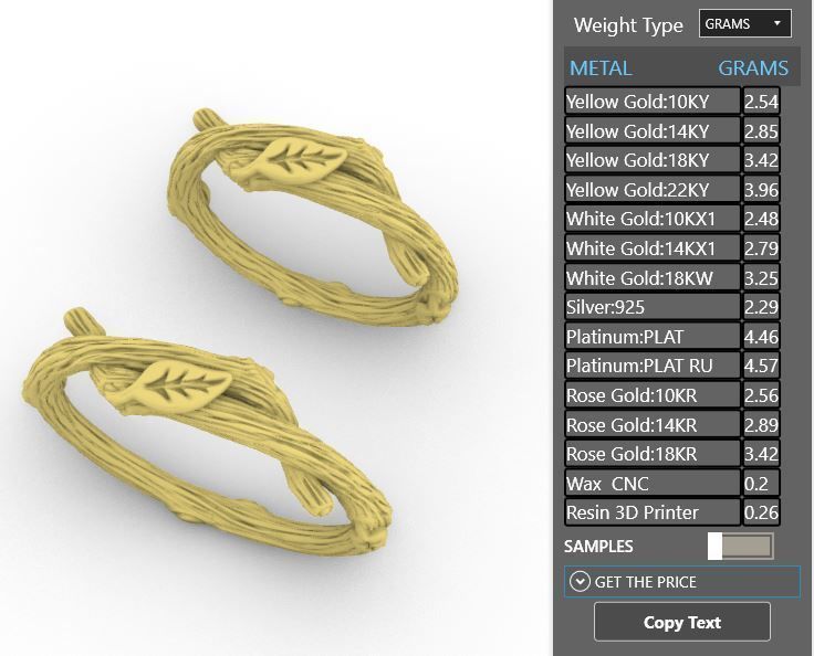 RING - TWIG WITH LEAVES - 2 VERSIONS 3D print model_20