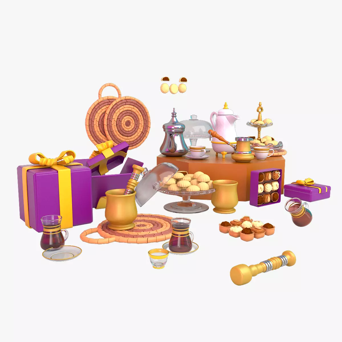 Eid Collection orange hammer 3D model_0