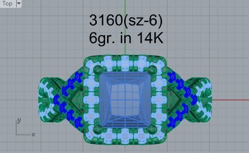 Square blue and white diamond ring 3160 3D print model 3D print model_4