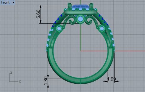 Square blue and white diamond ring 3160 3D print model 3D print model_5