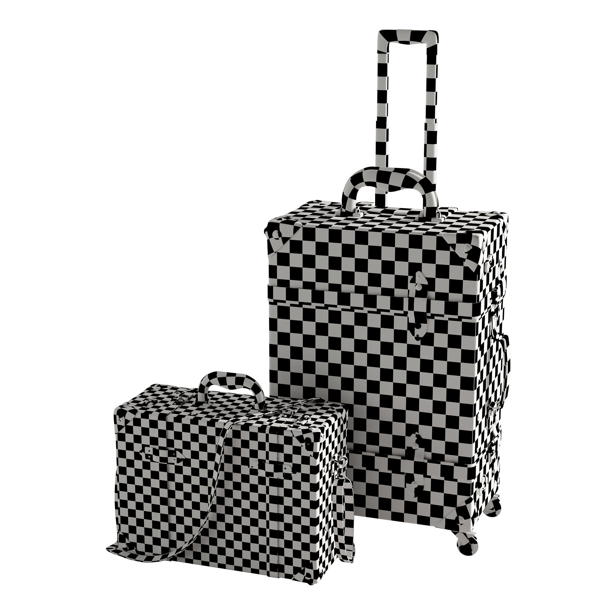 Baggage set 2 two suitcases with handles and wheels 3D model_10