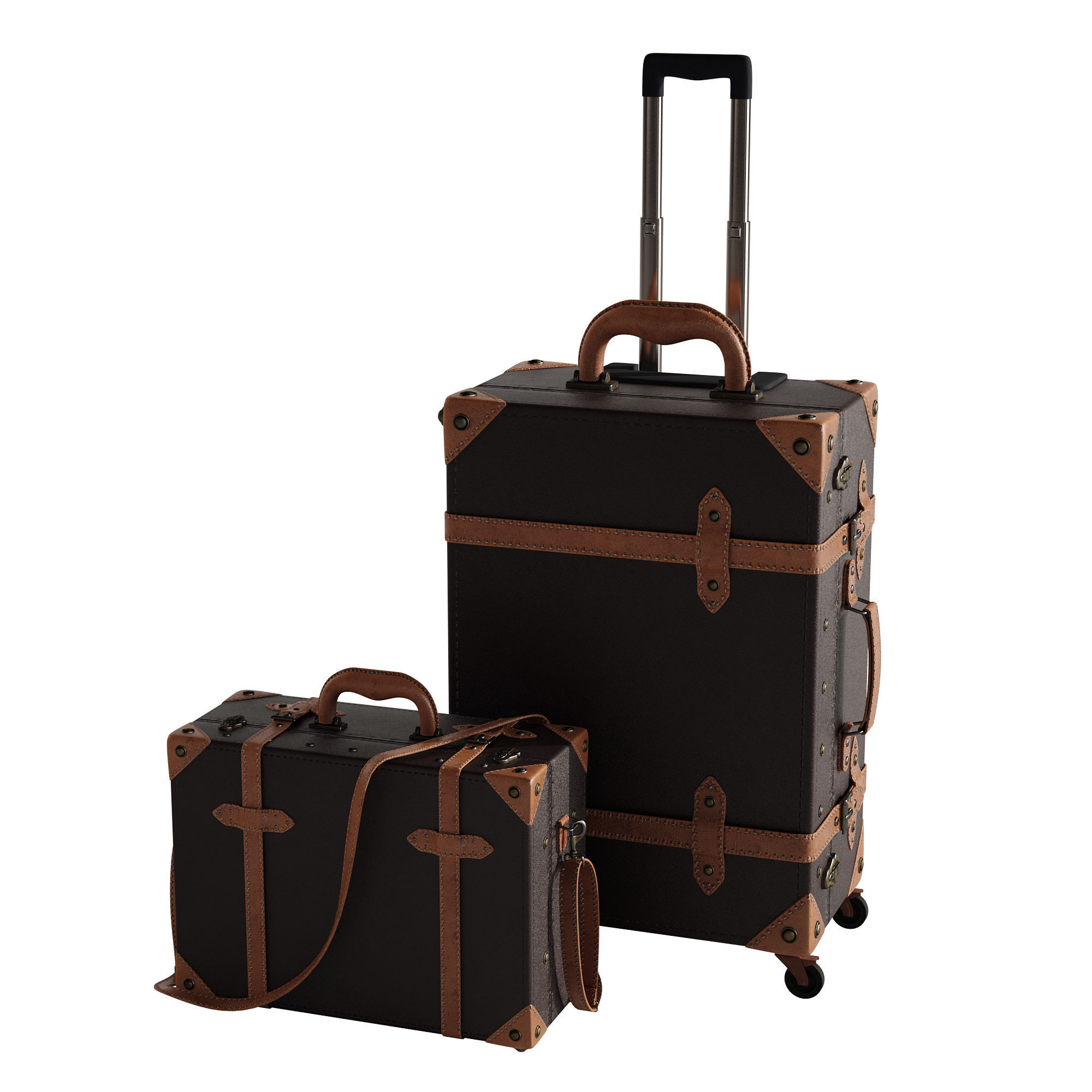 Baggage set 2 two suitcases with handles and wheels 3D model_5