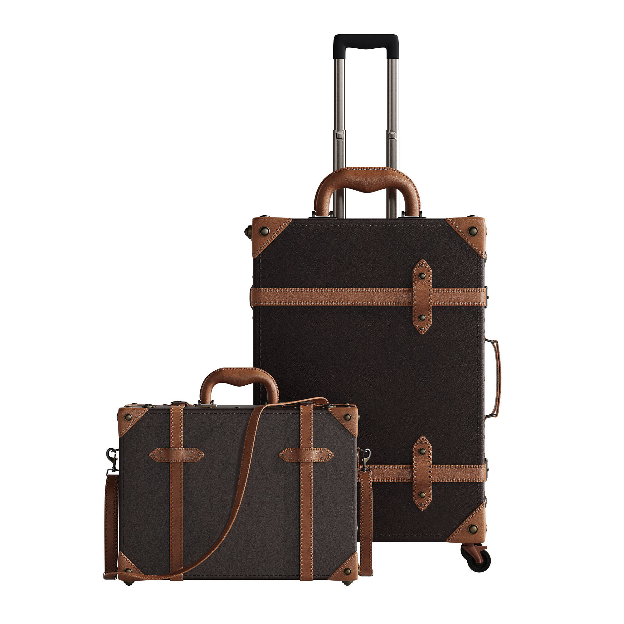 Baggage set 2 two suitcases with handles and wheels 3D model_15