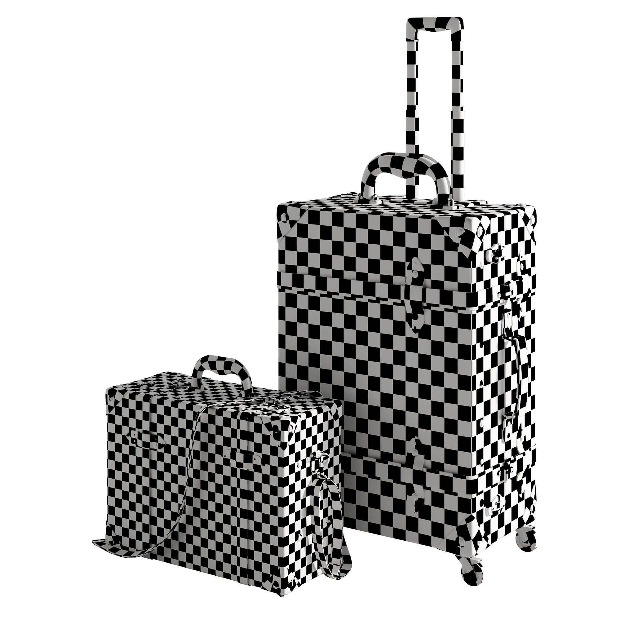 Baggage set 2 two suitcases with handles and wheels 3D model_14