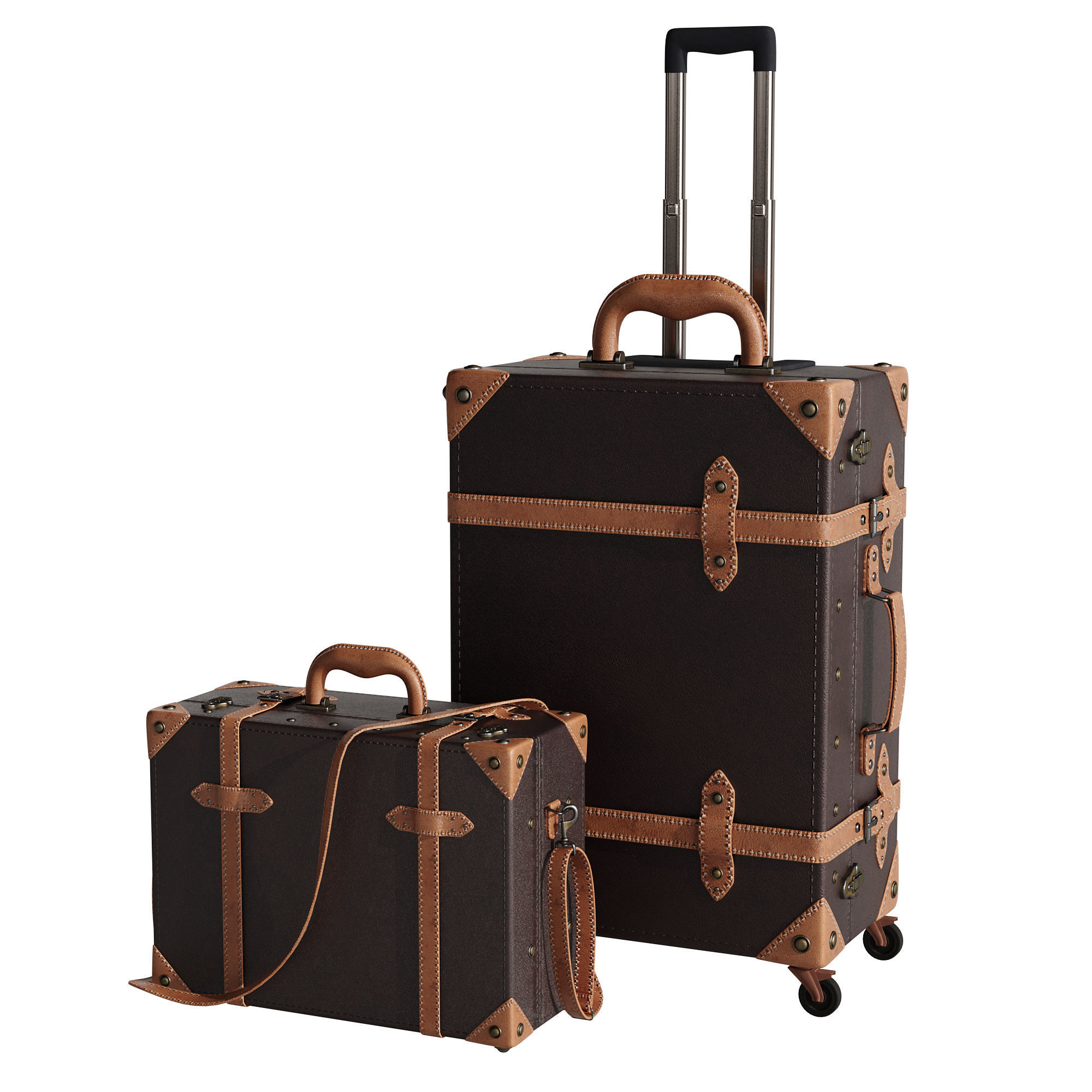 Baggage set 2 two suitcases with handles and wheels 3D model_4
