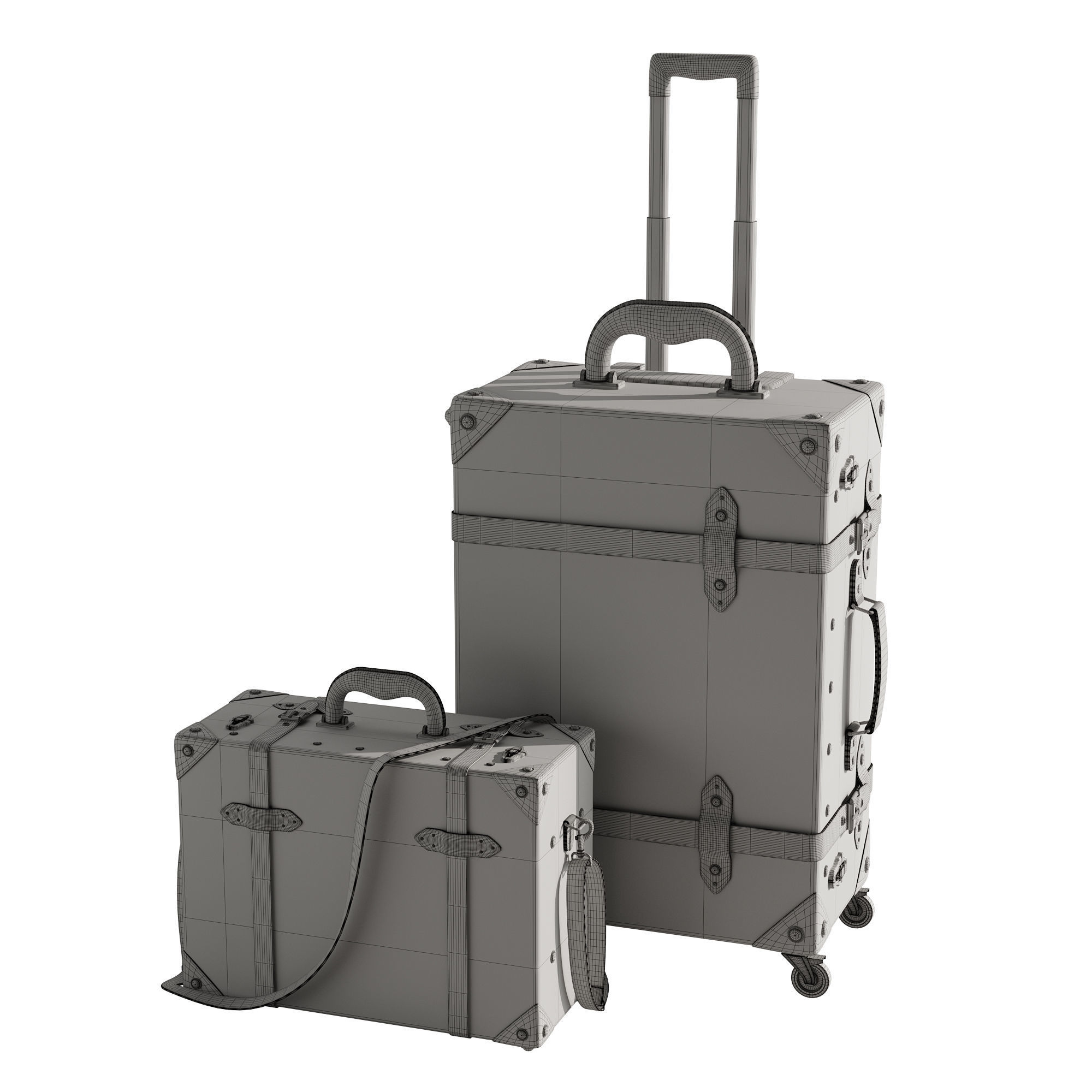 Baggage set 2 two suitcases with handles and wheels 3D model_9