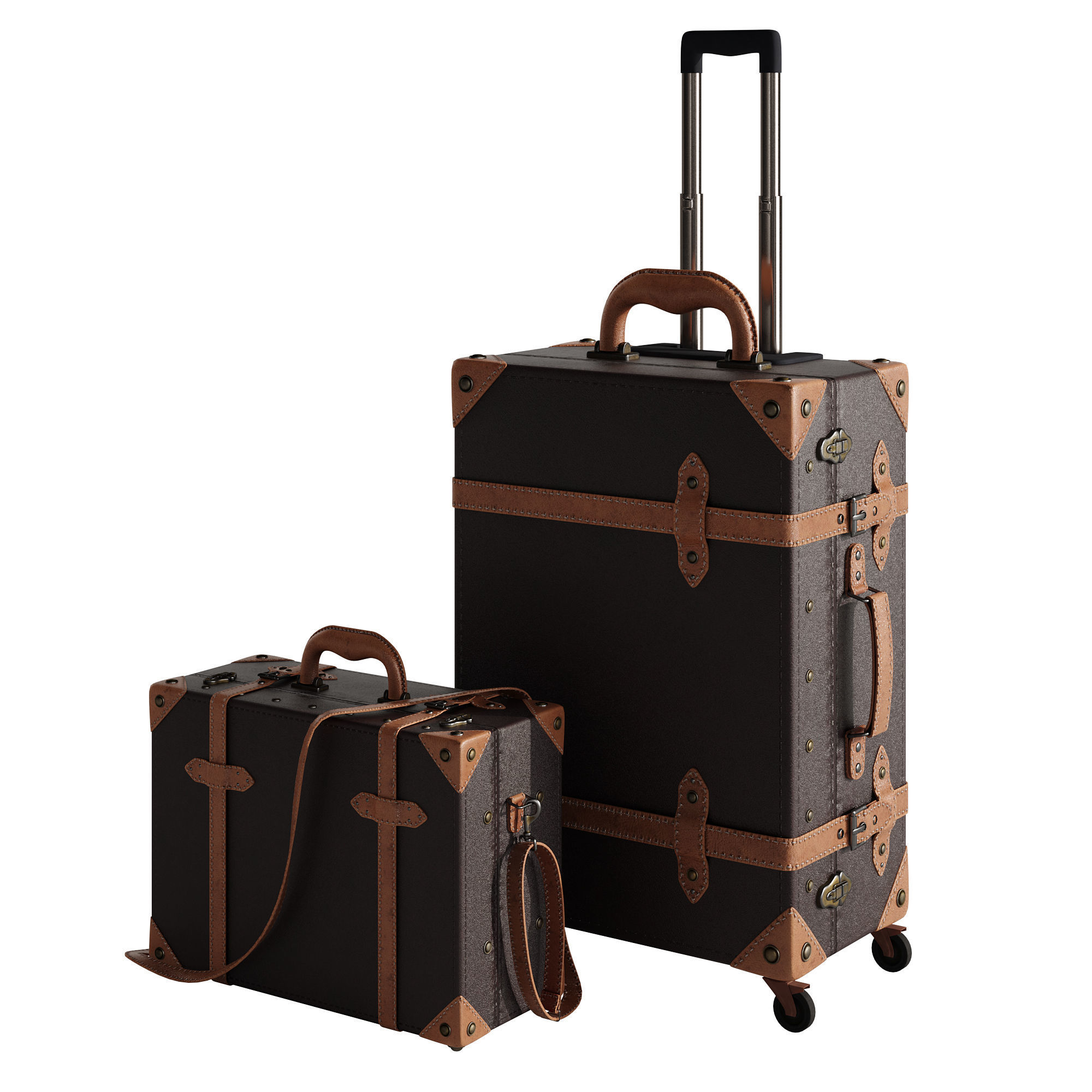 Baggage set 2 two suitcases with handles and wheels 3D model_12