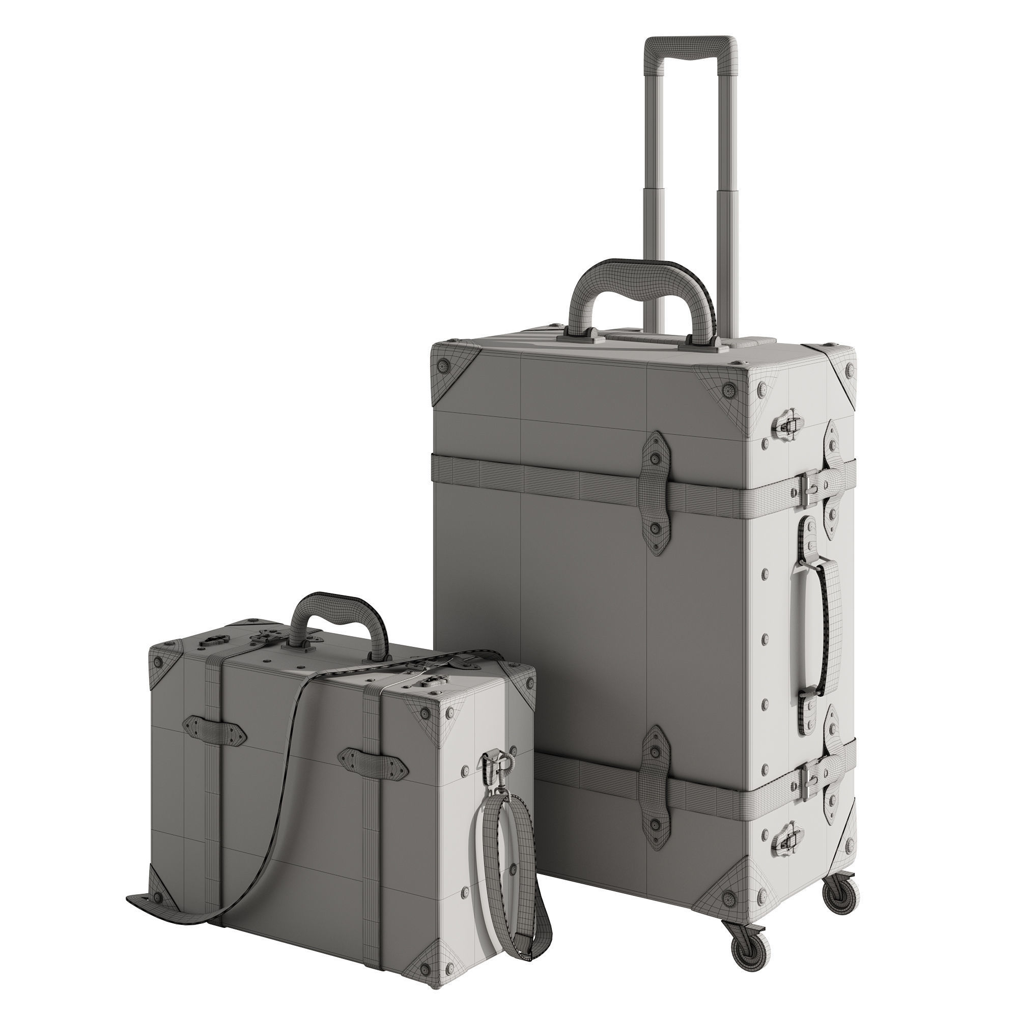 Baggage set 2 two suitcases with handles and wheels 3D model_13