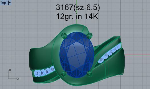 Oval blue stone ring 3167 3D print model 3D print model_4