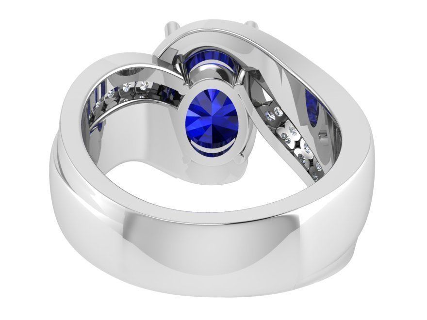 Oval blue stone ring 3167 3D print model 3D print model_3