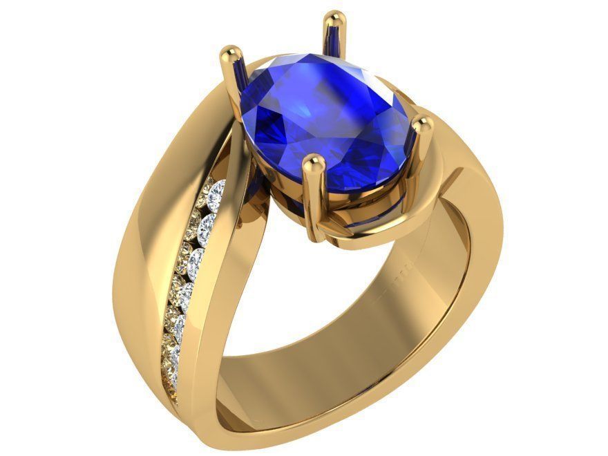 Oval blue stone ring 3167 3D print model 3D print model_1