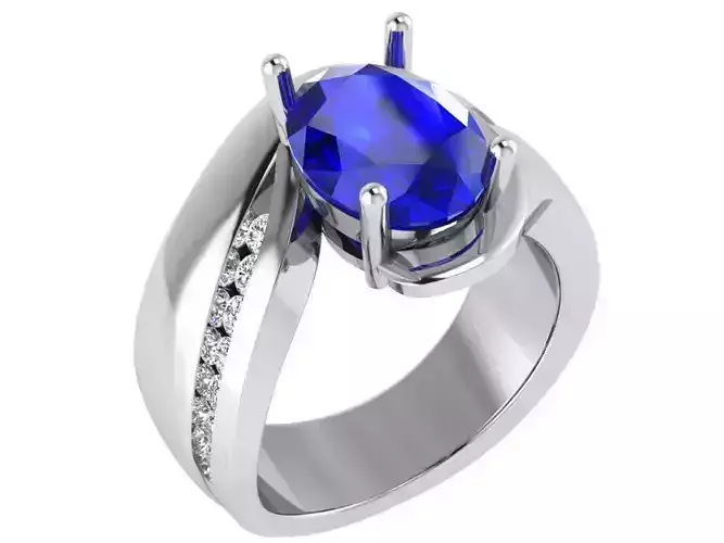Oval blue stone ring 3167 3D print model