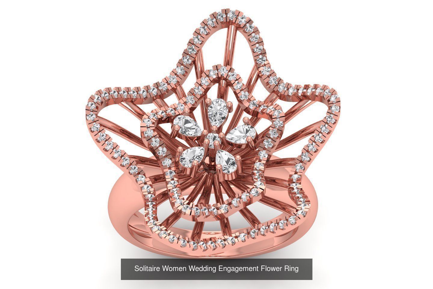 80 Solitaire Engagement Wedding Women Flower Rings Collection _24