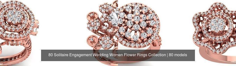 80 Solitaire Engagement Wedding Women Flower Rings Collection _6