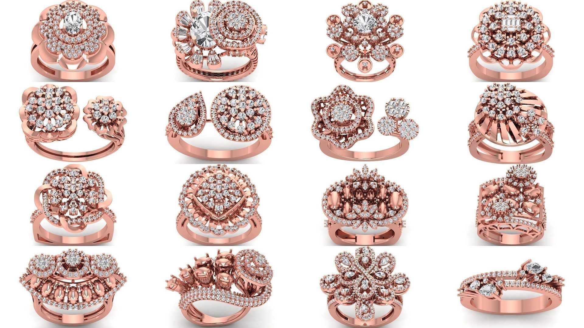 80 Solitaire Engagement Wedding Women Flower Rings Collection _9