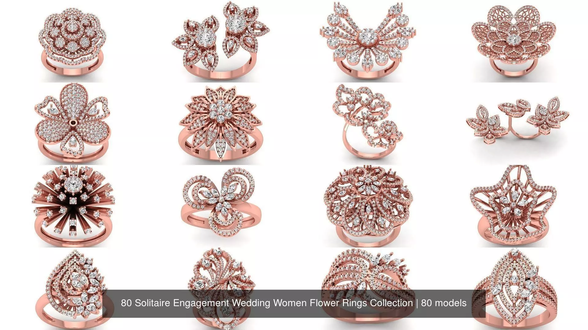80 Solitaire Engagement Wedding Women Flower Rings Collection _1