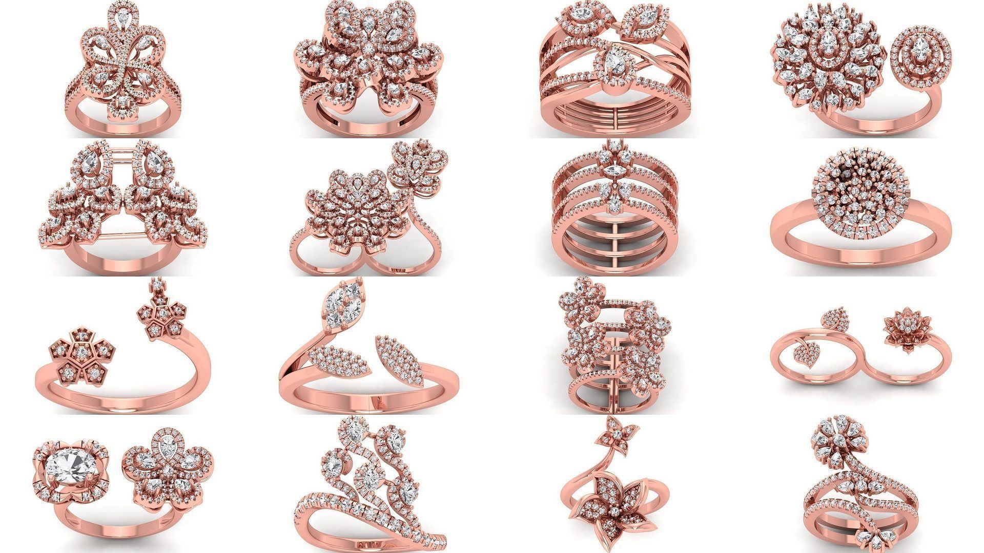 80 Solitaire Engagement Wedding Women Flower Rings Collection _11