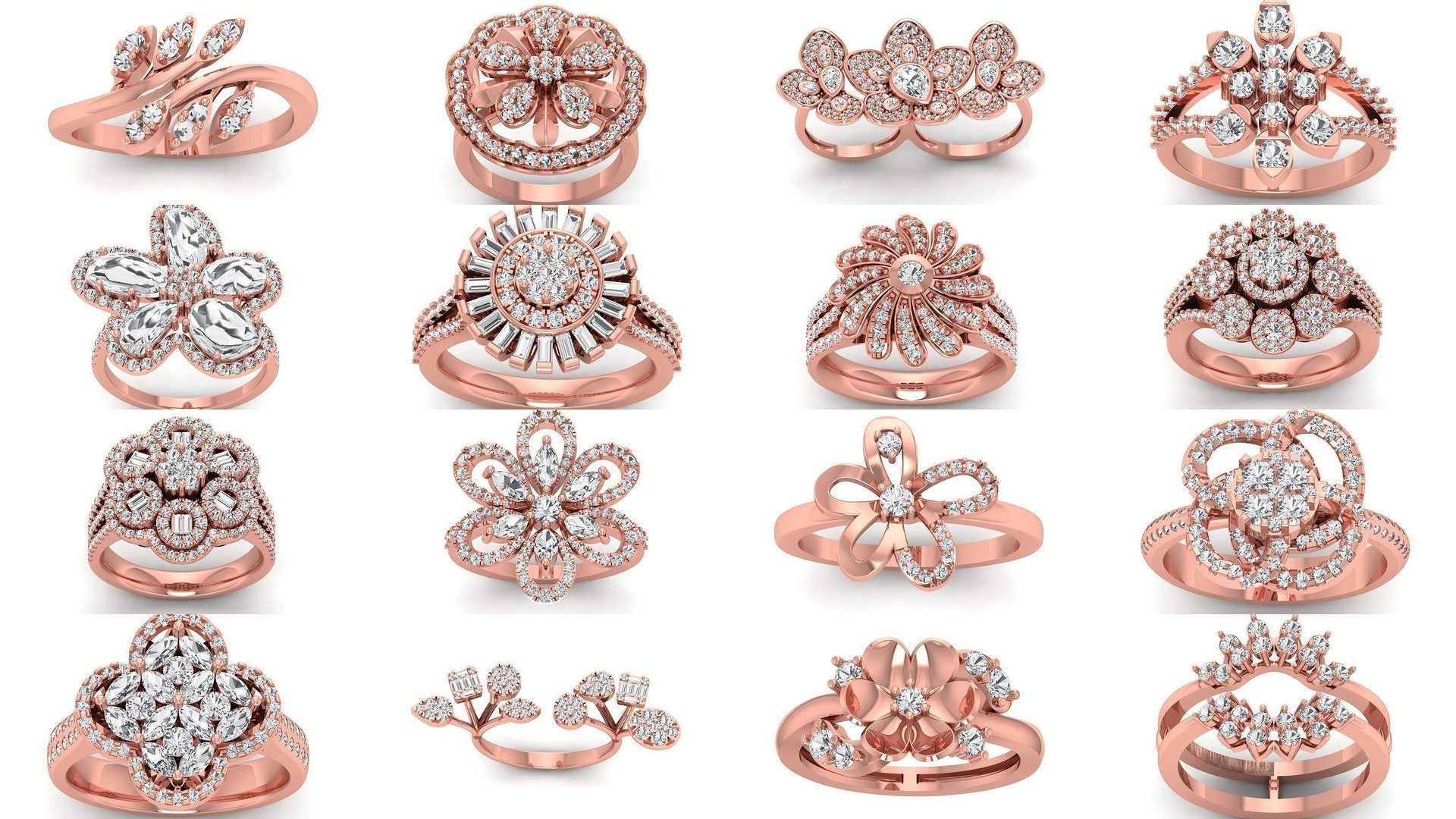 80 Solitaire Engagement Wedding Women Flower Rings Collection _5