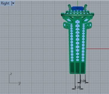 Blue square stone and 2-row ring 3169 3D print model 3D print model_6