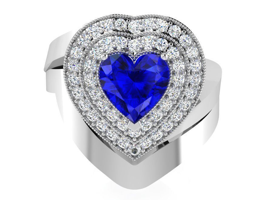 Beautiful 2-row Heart ring 3170 3D print model 3D print model_2