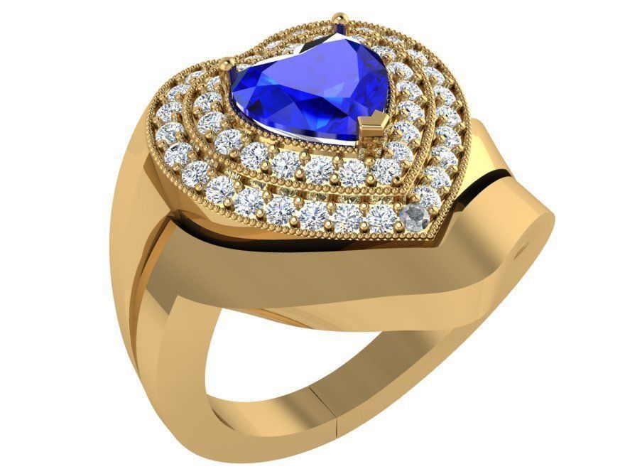 Beautiful 2-row Heart ring 3170 3D print model 3D print model_1