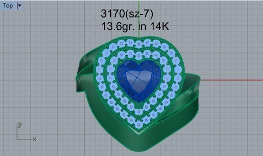 Beautiful 2-row Heart ring 3170 3D print model 3D print model_4