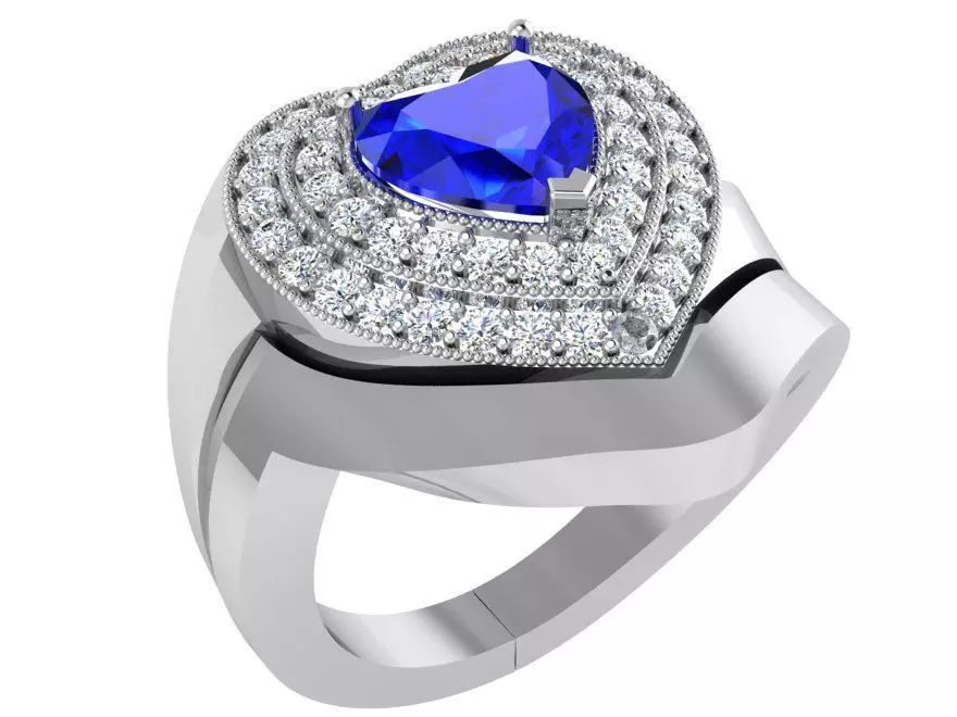 Beautiful 2-row Heart ring 3170 3D print model 3D print model_0