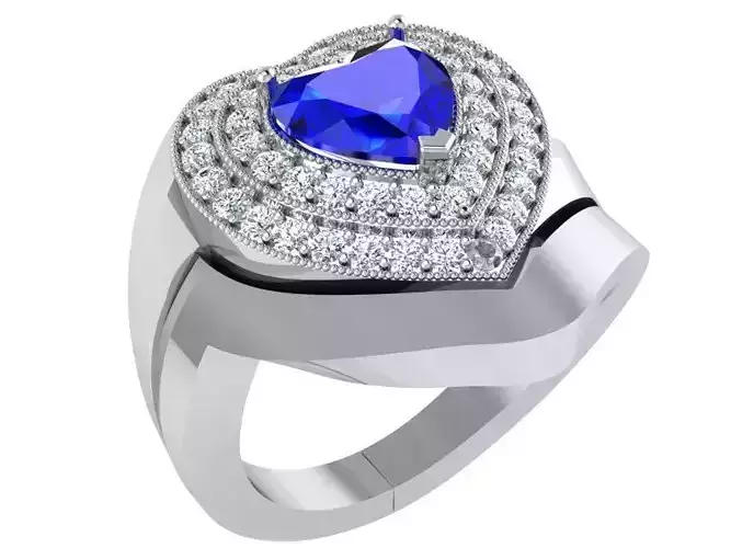 Beautiful 2-row Heart ring 3170 3D print model 