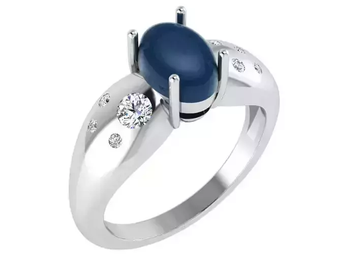 Oval Cabochone Halo ring 3171 3D print model