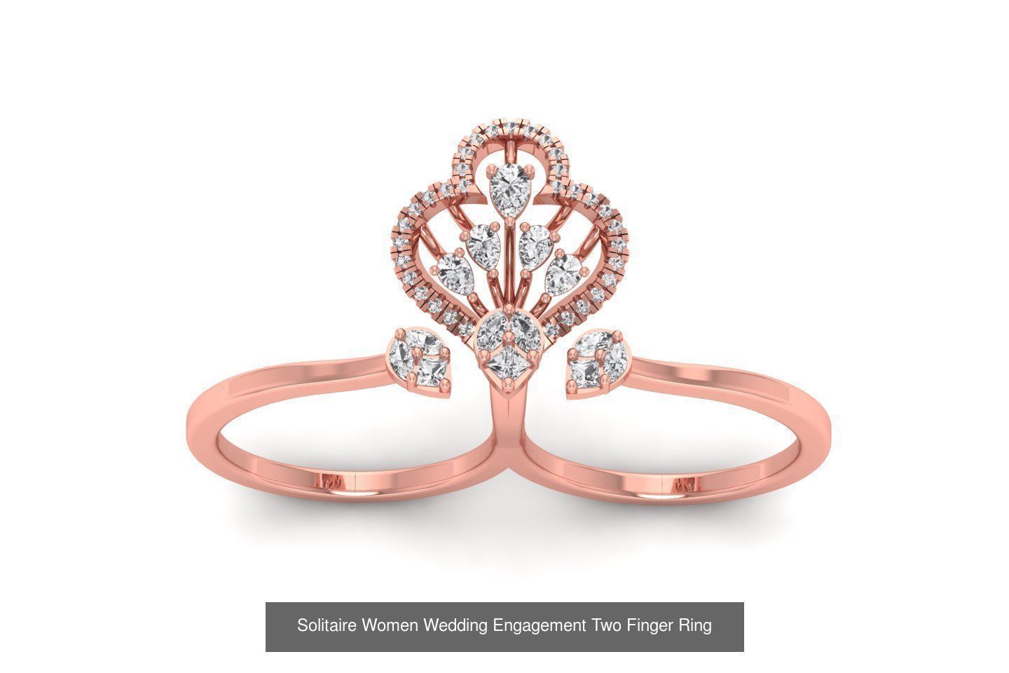 15 Solitaire Engagement Wedding Two Finger Rings Collection _4